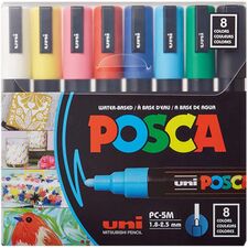 uniball&#8482; Posca PC-5M Paint Markers Medium Marker Point - Assorted Ink - Water Based, Pigment-based - 8 / Pack