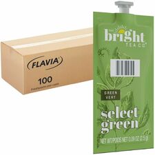 The Bright Tea Co. Select Green Tea Freshpack Compatible with Flavia Aroma, Flavia Creation 300, FLAVIA Creation 600 - Green Tea - 100 / Carton