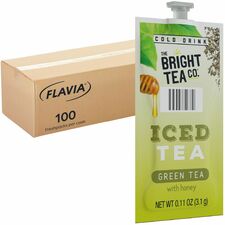 The Bright Tea Co. Iced with Honey Green Tea Freshpack Compatible with Flavia Creation 300 with Chill Refresh Module, Flavia Creation 600 with Chill Module - Green Tea - 100 / Carton
