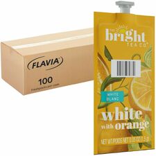 The Bright Tea Co. White with Orange White Tea Freshpack Compatible with Flavia Aroma, Flavia Creation 300, FLAVIA Creation 600 - White Tea - 100 / Carton