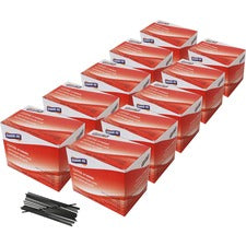 Genuine Joe Plastic Stirrers 5.5" Length - Plastic, Polypropylene - Black - 1000/Box - 10 / Carton