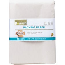 Duck Brand Flourish Recycled Packing Paper 24" Width x 24" Length - Dust-free, Non-adhesive - Brown - 6 / Pack