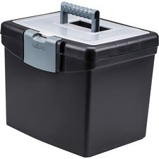 Storex Portable File Storage Box with XL Lid External Dimensions: 10.9" Length x 13.3" Width x 11" Height - 30 lb - Media Size Supported: Letter 8.50" x 11" - Clamping Latch, Lid Closure - Black - For Storage, File Folder, File - Recycled - 1 Each