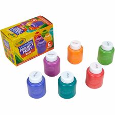 Crayola Washable Project Paint 6 Color(s) - Yellow, Green, Yellow Orange, Red Orange, Fuchsia, Blue, Violet, Teal - Washable - 6 / Pack