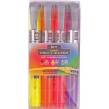Serve Jumbo Liquid Highlighters Chisel Marker Point - Fluorescent Assorted Ink - Pigment-based, Liquid - 4 / Set