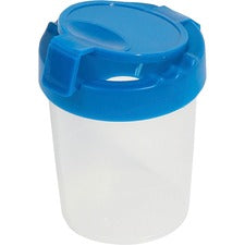 Deflecto Antimicrobial Kids No Spill Paint Cup Blue Paint, Brush - 3.93" Height x 3.46" Width x 3.93" Depth - Blue - Plastic, Polypropylene - 1 Each