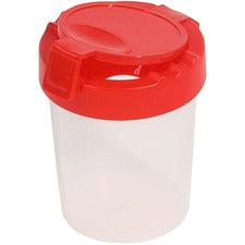 Deflecto Antimicrobial Kids No Spill Paint Cup Red Paint, Brush - 3.93" Height x 3.46" Width x 3.93" Depth - Red - Plastic, Polypropylene - 1 Each