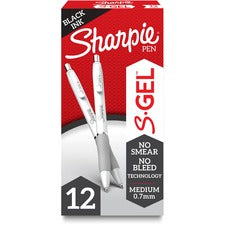 Sharpie S-Gel Pen 0.7 mm Medium Pen Point - Black Ink - Gel-based - White Barrel - 1 Dozen