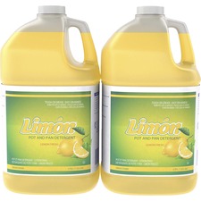 Diversey Limon Pot And Pan Detergent Ready-To-Use/Concentrate - 128 fl oz (4 quart) - Lemon Fresh Scent - pH Balanced, Long Lasting, Pleasant Scent - Yellow - 2 / Carton