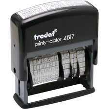 Trodat 12-Message Business Stamp Message Stamp - ANSWERED, BACKORDERED, CANCELLED, BILLED, RECEIVED, CHARGED, CHECKED, DELIVERED, ENTERED, PAID, SHIPPED, ... - 0.38" Impression Width - 10000 Impression(s) - Black - Plastic Plastic - Recycled - 1 Each