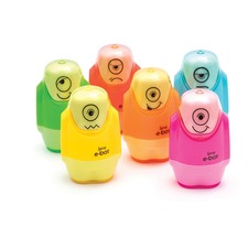 Serve E-Bot Eraser & Sharpener 2 Hole(s) - Plastic - Multicolor - 1 Each