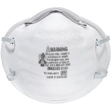 3M N95 Particle Respirator 8200 Masks Airborne Particle, Mold, Dust, Granular Pesticide, Allergen Protection - White - Disposable, Lightweight, Stretchable, Adjustable Nose Clip - 2/Pack - 12 / Carton