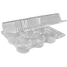 SEPG Hinged 6-Count 2.5" Cupcake Container Storing, Food - Clear - Polyethylene Terephthalate (PET) Body - 150 / Carton