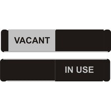 Seco Door Sign Print/Message "Vacant" , "In Use" - 10" Width x 2" Height - Rectangular Shape - Self-adhesive, Adhesive Backing - Aluminum, Polyvinyl Chloride (PVC) - 1 Each
