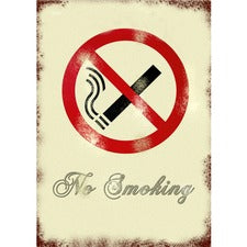 Seco Retro No Smoking Sign Print/Message "NO SMOKING" - 8.5" Width x 11.3" Height - Rectangular Shape - Pre-printed, Long Lasting, Rust Resistant - Aluminum - 1 Each