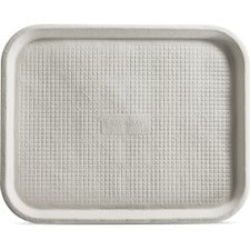 Savaday&reg; 1" Deep Molded Fiber Trays Food - White - Molded Fiber Body - 100 / Carton