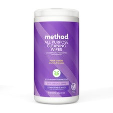 Method All-purpose Cleaning Wipes French Lavender Scent - Pleasant Scent - Purple - 70/Tub - 1 Each
