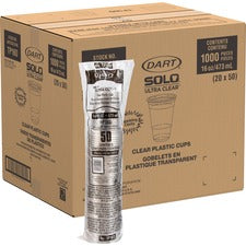 Solo Ultra Clear 16 oz Practical-Fill Cold Cups 16 fl oz - Clear - Polyethylene Terephthalate (PET) - Cold Drink - 50/Pack - 20 / Carton