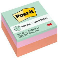Post-it&reg; Super Sticky Notes Cubes 3" Flag/Note Width x 3" Flag/Note Length - Square - 400 Sheets per Pad - Multicolor - Sticky, Adhesive - 1 Pack