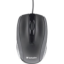 Verbatim Corded Optical Mouse - Black Optical - Cable - Black - Scroll Wheel - 1 Each