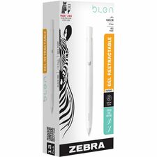 Zebra Pen bLen Retractable Gel White Barrel 0.7mm Dozen 0.7 mm Medium Pen Point - Retractable - Black Ink - Gel-based - White Barrel - 1 Dozen