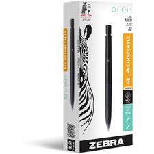 Zebra Pen bLen Retractable Gel Black Barrel 0.7mm Dozen 0.7 mm Medium Pen Point - Retractable - Black Ink - Gel-based - Black Barrel - 1 Dozen