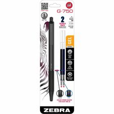 Zebra Pen G-750 Gel Retractable 0.7mm Black 1Pk Medium Pen Point - Refillable - Retractable - Black Brass Barrel - 1 / Pack