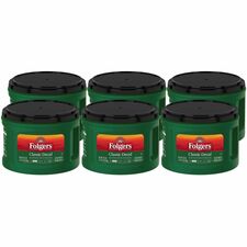 Folgers&reg; Ground Classic Decaf Coffee Medium - 19.2 oz Per Canister - Ground - Classic - Decaffeinated - 6 / Carton