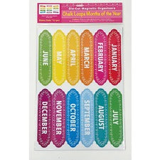 Ashley Magnetic Chalkboard Calendar Months 12 - Write on/Wipe off - 1 Each - Multicolor