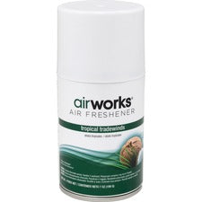 AirWorks Metered Aerosol Air Fresheners Spray - 6000 ftÂ³ - 7 fl oz (0.2 quart) - Tropical Tradewind - Wall Mountable - 12 / Carton