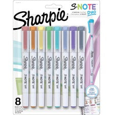 Sharpie S-Note Duo Dual-Tip Markers Chisel, Bullet Marker Point - Assorted Ink - 8 / Pack