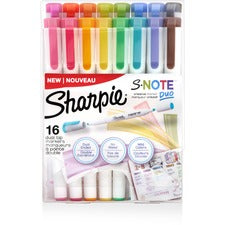 Sharpie S-Note Duo Dual-Tip Markers Chisel, Bullet Marker Point - Assorted Ink - 16 / Pack