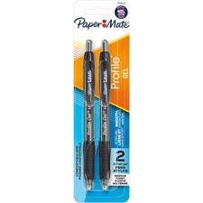 Paper Mate Profile Retractable Gel Pens 0.7 mm Medium Pen Point - Retractable - Black Ink - Gel-based - 2 / Pack