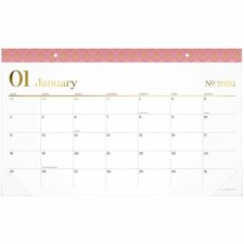 Cambridge WorkStyle 2026 Monthly Desk Pad Calendar, Green, Compact, 17 3/4" x 11" Professional - Monthly - 12 Month - January 2026 to December 2026 - 17 3/4" x 11" Sheet Size - Headband - Desk Pad - Green - Poly - Durable, Flip Style, Monthly Calendar, Ap