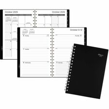 Mead Thicket Monthly Desk Pad Calendar, Compact, 17 3/4" x 11" Small - Weekly, Monthly - 12 Month - January 2026 to December 2026 - 1 Week, 1 Month Double Page Layout - 17 3/4" x 11" Sheet Size - White Sheet - Twin Wire - Black - Poly - Black Cover - Flex