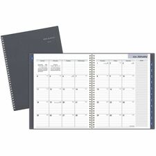 At-A-Glance DayMinder Monthly Planner Large - Julian Dates - Monthly - 12 Month - January 2026 to December 2026 - 1 Month Double Page Layout - 8 1/2" x 11" Sheet Size - White Sheet - Wire Bound - Gray - Poly - Gray Cover - Appointment Schedule, Ruled, Ble