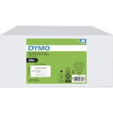 Dymo LabelWriter Business Card Label x 2" Width x 3 1/2" Length - Roll - Direct Thermal - White - Non-adhesive - 300 / Roll - 24 / Box