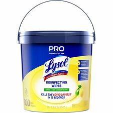 Lysol Disinfecting Wipe Bucket w/Wipes Lemon & Lime Blossom Scent - 8" Length x 6" Width - White - 800 Each