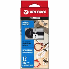 VELCRO&reg; Portable Cord Ties Cable Tie - Multi - 12 / Pack