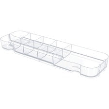 Deflecto Caddy Storage Tray 9 Compartment(s) - 1.30" Height x 13.10" Width x 3.80" Depth - Desktop - Portable, Stackable - Clear - Polystyrene - 1 Each