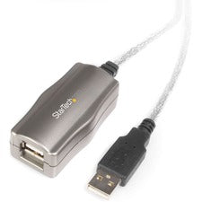 StarTech.com 15 ft USB 2.0 Active Extension Cable - M/F 15 ft USB Data Transfer Cable for Scanner, Printer - First End: 1 x 4-pin USB 2.0 Type A - Male - Second End: 1 x 4-pin USB 2.0 Type A - Female - 480 Mbit/s - Extension Cable - Gray - 1 Each