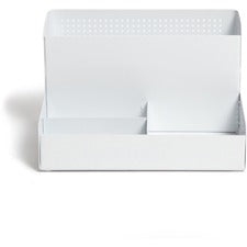 U Brands Modern Perforated Metal Storage Cup 4 Compartment(s) - 3.90" Height x 6.90" Width x 5.30" Depth - Compact - White - Metal - 1 Each