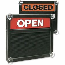 Headline Signs OPEN / CLOSED Letterboard Sign Print/Message "Open/Closed" - 15" Width x 13" Depth - Rectangular Shape - Double Sided - Ultra Thin, Lightweight - Plastic - Black, Red, White - 1 Each