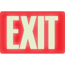 Headline Signs Glow In Dark EXIT Sign Print/Message "EXIT" - 12" Width x 8" Depth - Glow-in-the-dark - White on Red - 1 Each