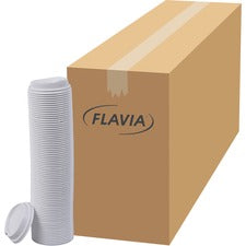 Flavia 10 oz Hot Beverage Paper Cup Lids 10 fl oz - White - Paper - Beverage, Hot Drink - 1000 / Carton