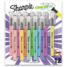 Sharpie Clear View Highlighter Fine Chisel Marker Point - Assorted Ink - Assorted Barrel - 12 / Pack
