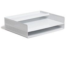 U Brands Modern Perforated Metal Paper Tray 3.30" Height x 12.10" Width x 9.50" Depth - Durable - White - Metal - 1 Each