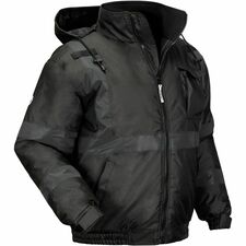 Ergodyne GloWear 8377 Thermal Bomber Hi-Vis Jacket X-Large - Cold Temperature Protection - Hook & Loop Wrist - Zipper Closure - 4 Pocket(s) - Polyester - Black - Wind Resistant, Water Resistant, Insulated, Comfortable, Reflective Strap, Low Profile, Adjus