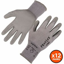 Ergodyne 7024 PU-Coated Cut-Resistant Gloves Abrasion, Dirt, Debris Protection - Polyurethane Coating - Large Size - High Performance Polyethylene (HPPE), Nylon Spandex - Gray - Touchscreen Capable - Cut Resistant, Abrasion Resistant, Durable, Flexible, N