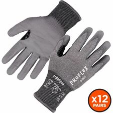 Ergodyne 7071 PU-Coated Cut-Resistant Gloves Abrasion, Dirt, Debris Protection - Polyurethane Coating - Medium Size - High Performance Polyethylene (HPPE) - Gray - Touchscreen Capable - Cut Resistant, Lightweight, Flexible, Excellent Grip, Reinforced Thum